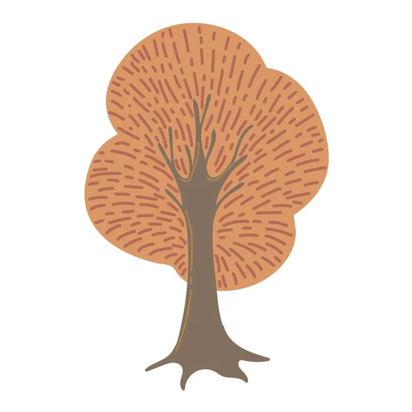 Enkelt Höstträd Handritat Stiliserat Element För Höstens Dekorativa Design Halloweeninbjudan — Stock vektor