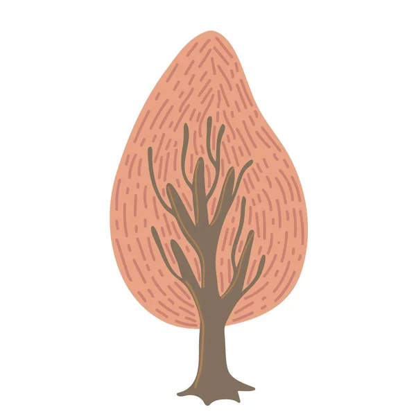 Enkelt Höstträd Handritat Stiliserat Element För Höstens Dekorativa Design Halloweeninbjudan — Stock vektor
