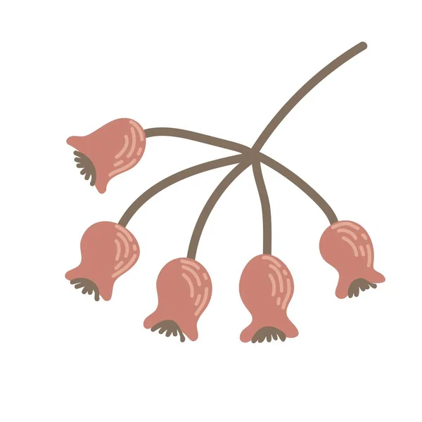 Einfacher Herbstzweig Mit Hagebuttenbeeren Handgezeichnetes Stilisiertes Element Für Herbstliche Dekoration — Stockvektor