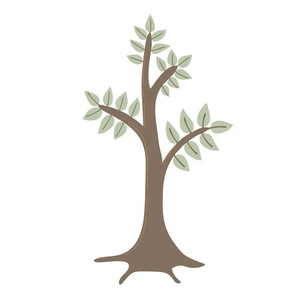 Enkelt Träd Med Löv Handritat Stiliserat Element För Höstens Dekorativa — Stock vektor