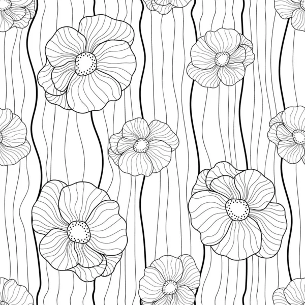 Fleurs Motif Sans Couture Décrivez Les Coquelicots Sur Fond Blanc — Image vectorielle