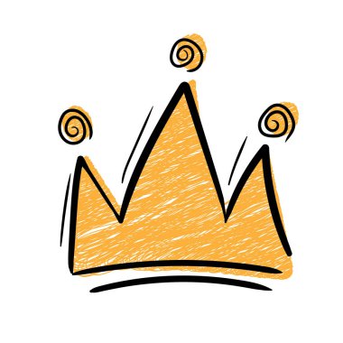 Fırça darbesi desenli el yapımı taç. Taç karalama ikonu. Vektör illüstrasyonu