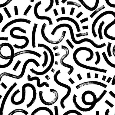 Fırça, keçeli kalem kalın çizgiler çizdi. Tekstil, kumaş, duvar kağıdı, ambalaj, albüm ve ambalaj için modern baskı