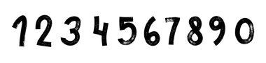 İşaretli desenli sayılar. 0 'dan 9' a kadar olan sayılar. Süslü fırça boyalı numaralar