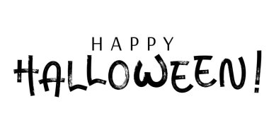 Cadılar bayramın kutlu olsun. Tatil fırçası, afiş, poster, tebrik kartı, parti davetiyesi. El çizimi basit bir monolin metni. Vektör kaligrafisi