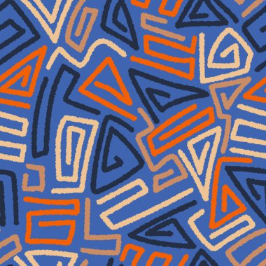 Soyut geometrik dikişsiz desen ve dokulu çizgiler. Tekrarlanan etnik motif. Tekstil, kumaş, duvar kağıdı, ambalaj, albüm ve ambalaj için harika.