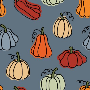 Fırça desenli fırça desenli kabak desenli boya. Cadılar Bayramı ve Şükran Günü tasarımı. Tekstil, kumaş, duvar kağıdı, ambalaj, albüm ve ambalaj için harika.