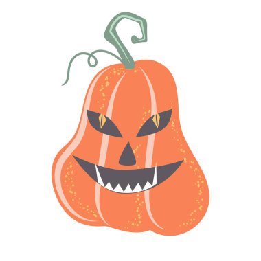 El çizimi sonbahar balkabağı sembolü. Sonbahar sebze hasadı. Cadılar Bayramı ya da Şükran Günü dekoratif tasarımı için. Vektör illüstrasyonu.