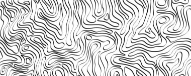 Abstract black wavy line seamless pattern. Organic design witn curve lines on white. Geometric rippled surface, wooden texture. Great for textile, fabric, wallpaper, wrapping, scrapbook and packaging