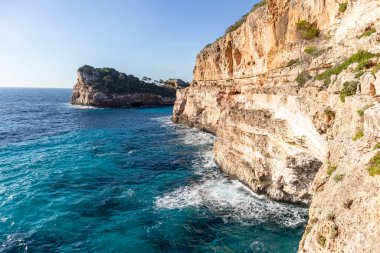 Beaches, cliffs and coves in the Mediterranean Sea on the island of Mallorca Spain. Palma de Mallorca.