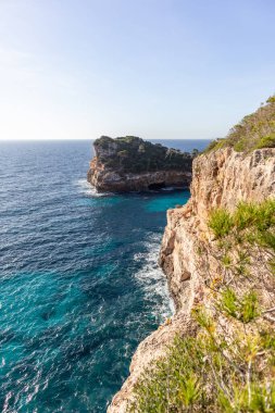 Beaches, cliffs and coves in the Mediterranean Sea on the island of Mallorca Spain. Palma de Mallorca.
