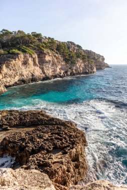 Beaches, cliffs and coves in the Mediterranean Sea on the island of Mallorca Spain. Palma de Mallorca.