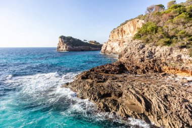 Beaches, cliffs and coves in the Mediterranean Sea on the island of Mallorca Spain. Palma de Mallorca.