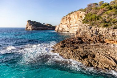 Beaches, cliffs and coves in the Mediterranean Sea on the island of Mallorca Spain. Palma de Mallorca.