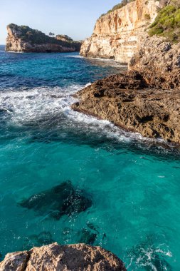Beaches, cliffs and coves in the Mediterranean Sea on the island of Mallorca Spain. Palma de Mallorca.