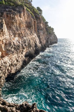 Beaches, cliffs and coves in the Mediterranean Sea on the island of Mallorca Spain. Palma de Mallorca.