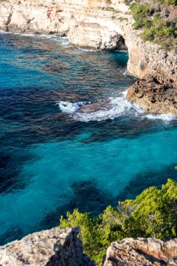 Beaches, cliffs and coves in Majorca, Spain. Mediterranean Sea.