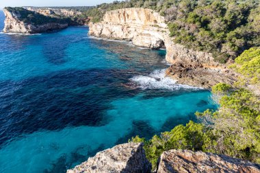 Beaches, cliffs and coves in Majorca, Spain. Mediterranean Sea.