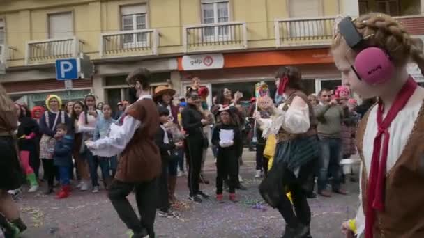 Torres Vedras Portugalsko Února2023 Torres Vedras Karnevalu 2023 Nejportugalštější Karnevalu — Stock video