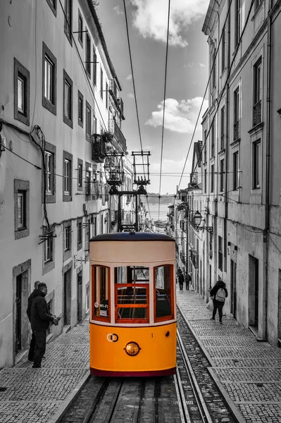 Lisboa Portugal Marzo 2023 Vista Del Funicular Bica Centro Lisboa — Foto de Stock