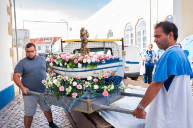 Mafra, Portekiz. 15 Ağustos 2023. Portekiz 'in Ericeira köyünde Nossa Senhora Boa Viagem kutlaması.