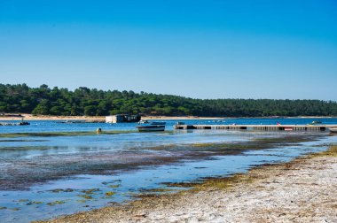 Portekiz, Sesimbra 'daki Lagoa de Albufeira plajı manzarası.