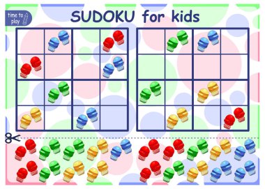 Sudoku bulmacasını çöz. Çocuklar için mantık bulmacası. Çocuklar için eğitim oyunu. Okul öğrencileri için çalışma tablosu vektör tasarımı. Boks eldivenleri