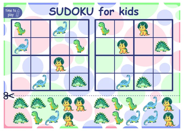 Jogo infantil sudoku, doces de desenho animado, personagens de