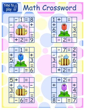 Çocuklar için matematik bulmacası. Toplama ve çıkarma