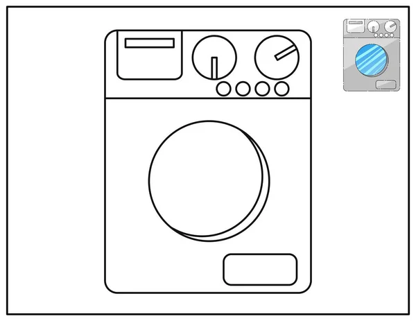 カラフルなベクトル図 子供のための夏のぬり絵 洗濯機 — ストックベクタ