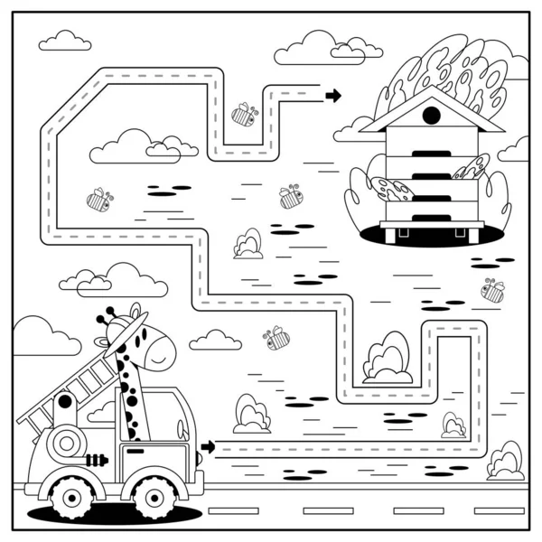 Jeu Éducatif Pour Enfants Puzzle Pour Enfants Labyrinthe Enfants Personnages — Image vectorielle