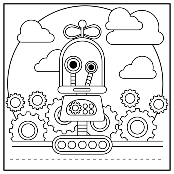 Çocukların eğitici oyunu. Görevler. Boyama kitabı. Roketler. robot