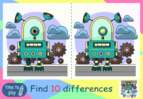 Children Educational Game Game Logic Coloring Book Find Difference Robots — Stock Vector