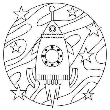 Çocukların eğitici oyunu. Görevler. Boyama kitabı. Roketler. robot