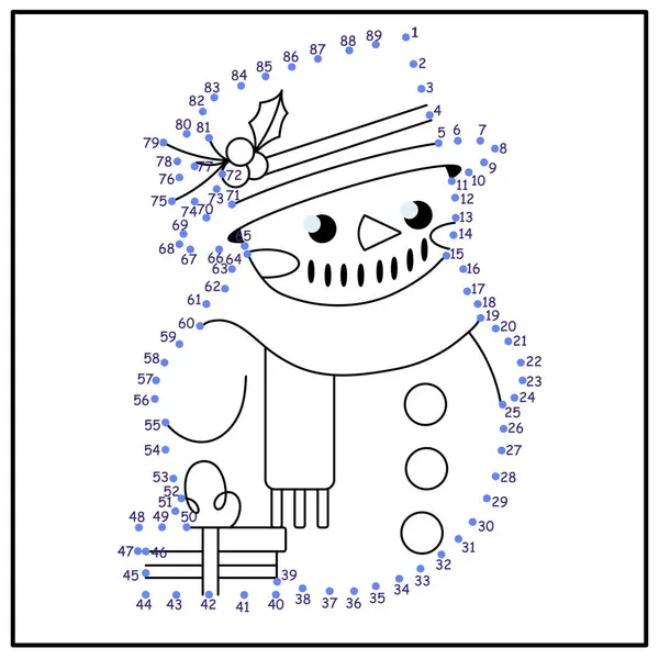 孩子们的教育游戏逻辑游戏 用数字把这些点连接起来 笔迹训练 彩色的书 圣诞节 — 图库矢量图片#