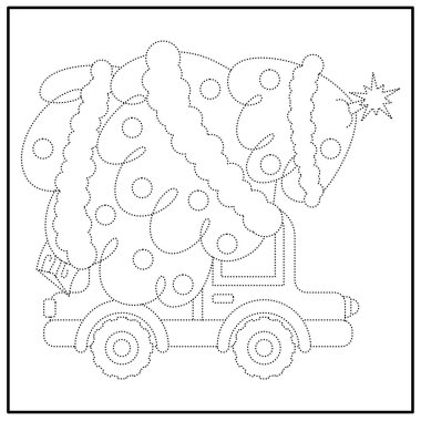 Çocukların eğitici oyunu. Mantık oyunu. Noktaları sayılara göre birleştir. El yazısı eğitimi. Boyama kitabı. Yeni yıl. Noel. 