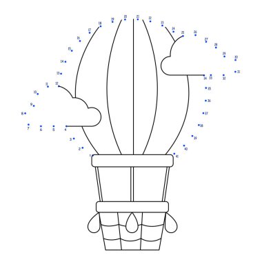 Çocukların eğitici oyunu. Mantık oyunu. Noktaları sayılara göre birleştir. El yazısı eğitimi. Boyama kitabı. balon