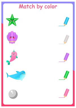 Eğitici renk eşleştirme oyunu. Anaokulu çocukları için basılabilir çalışma kâğıdı. Renkleri öğreniyorum. Renge göre eşleştir.