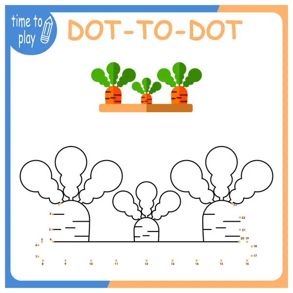 孩子们的教育游戏逻辑游戏 笔迹训练 用数字着色 花园床 胡萝卜 矢量图形