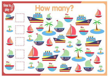 Çocuklar için matematik kartı. Sayılar üzerinde çalışıyorum. Çocukların mantık sorunları. Çocuklar için biblolar. Numara. Kamyonlar, gemiler ve arabalar. Nesneleri say ve miktarlarını yaz