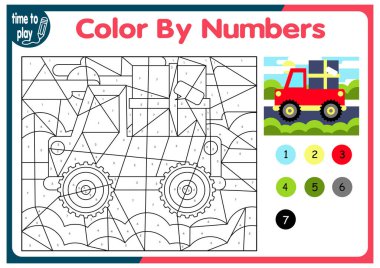 Çocukların eğitici oyunu. Mantık oyunu. El yazısı ve renk öğretiyor. Sayılara göre boyama. arabalar ve gemiler.