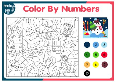 Çocukların eğitici görevleri, oyunlar. Bulmaca. Sayılara göre boyama. Noel ağacı. Noel baloları. Penguen. geyik.