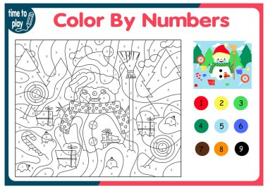 Çocukların eğitici görevleri, oyunlar. Bulmaca. Sayılara göre boyama. Noel ağacı. Noel baloları. Penguen. geyik.