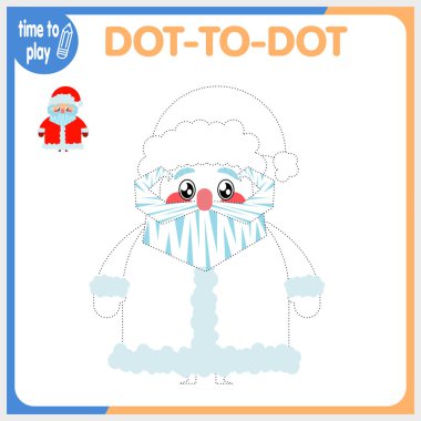 Çocukların eğitici oyunu. Mantık oyunu. Noktaları sayılara göre birleştir. El yazısı eğitimi. Boyama kitabı. Yeni yıl. Noel.