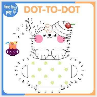 Çocukların eğitici oyunu. Mantık oyunu. Noktaları sayılara göre birleştir. El yazısı eğitimi. Boyama kitabı. Kızıl kediler.