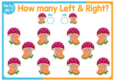 Çocuk eğitim oyunu, görevler. Sağ tarafa kaç tane ve sol tarafa kaç tane element yerleştirileceğini sayın. Kedi. hayvan.