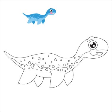 Çocuklar için sevimli dinozor boyama sayfaları. Yazdırılacak vektör illüstrasyonu.