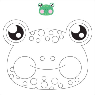 Boyama. Orman ve orman hayvanlarının çizilmiş sevimli yüzleri vektör çizimleri..