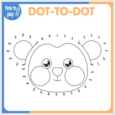 Noktadan noktaya. Noktaları birleştir. Çocuklar için oyun. Vektör çizimi. Komik hayvanlar.