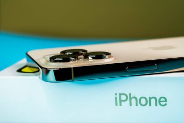 Kyiv, Ukraine 12/25/2022 - Gold Apple iphone